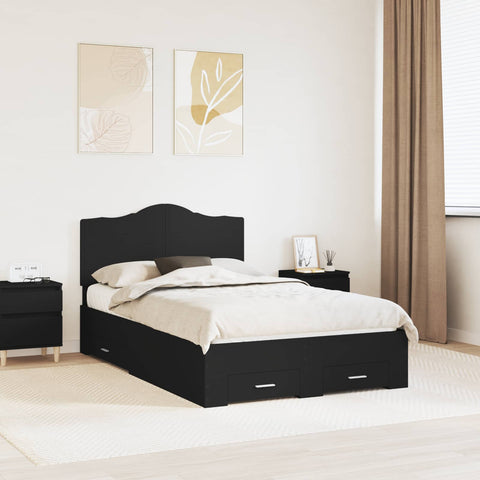 vidaXL Bed Frame with Headboard Black 120 x 190 cm Engineered Wood