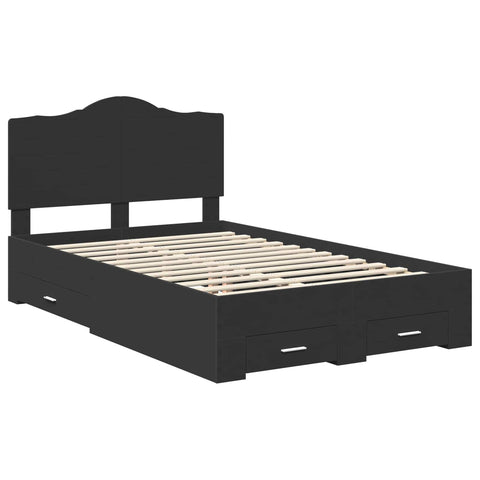 vidaXL Bed Frame with Headboard Black 120 x 190 cm Engineered Wood