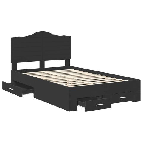 vidaXL Bed Frame with Headboard Black 120 x 190 cm Engineered Wood