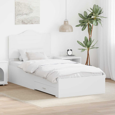 vidaXL Bed Frame with Drawer White 75 x 190 cm Engineered Wood