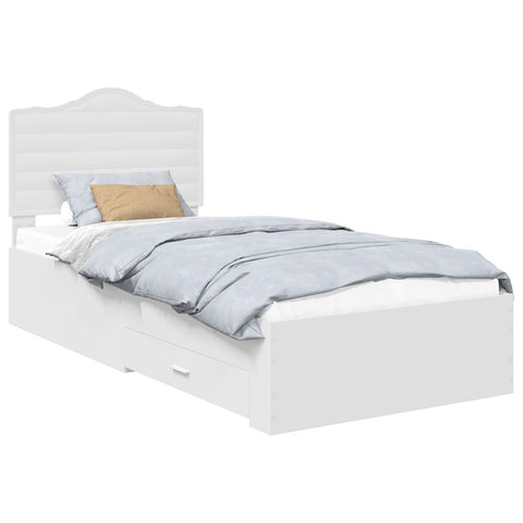 vidaXL Bed Frame with Drawer White 75 x 190 cm Engineered Wood