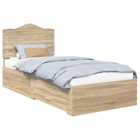 vidaXL Bed Frame with Drawer Sonoma Oak 75 x 190 cm Engineered Wood