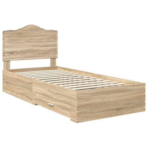 vidaXL Bed Frame with Drawer Sonoma Oak 75 x 190 cm Engineered Wood