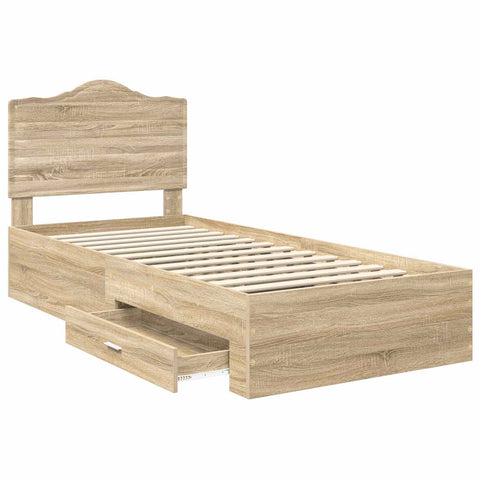 vidaXL Bed Frame with Drawer Sonoma Oak 75 x 190 cm Engineered Wood