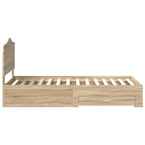vidaXL Bed Frame with Drawer Sonoma Oak 75 x 190 cm Engineered Wood