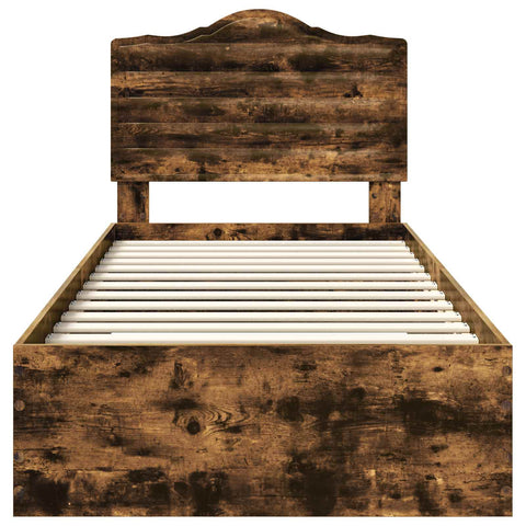 vidaXL Bed Frame with Drawer Smoked Oak 75 x 190 cm Engineered Wood