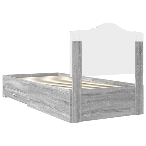 vidaXL Bed Frame with Drawer Grey Sonoma 75 x 190 cm Engineered Wood