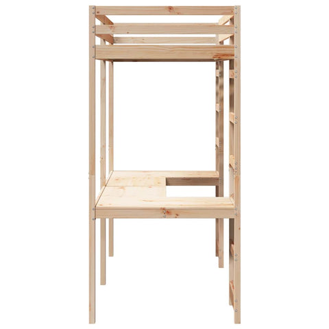 vidaXL Loft Bed Frame Natural 90 x 200 cm Solid Pine Wood