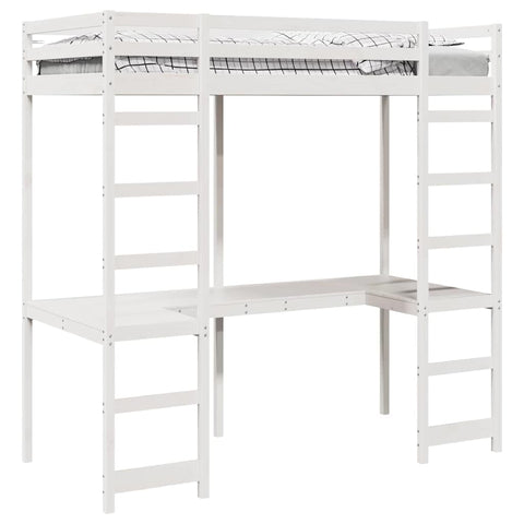 vidaXL Loft Bed Frame White 80 x 200 cm Solid Pine Wood