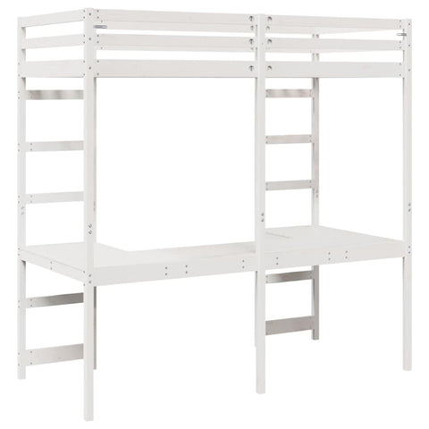 vidaXL Loft Bed Frame White 90 x 190 cm Solid Pine Wood