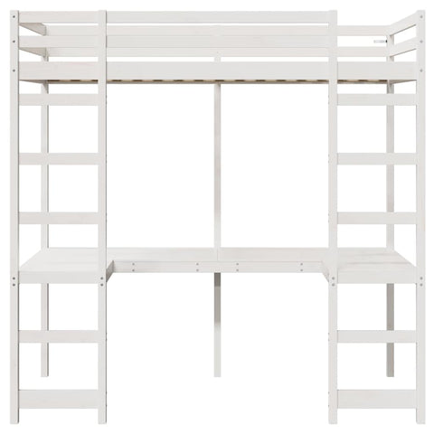 vidaXL Loft Bed Frame White 90 x 190 cm Solid Pine Wood