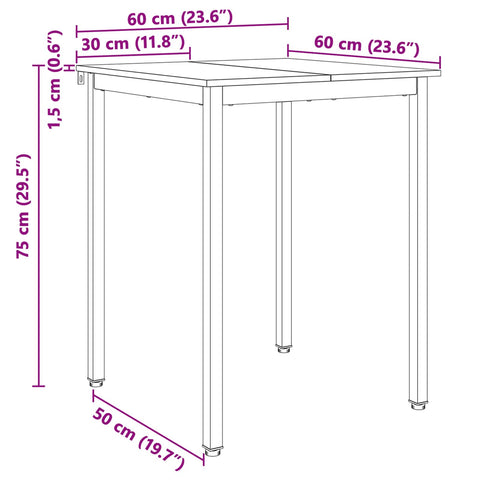 vidaXL Dining Table White 60 x 60 x 75 cm Solid Pine Wood