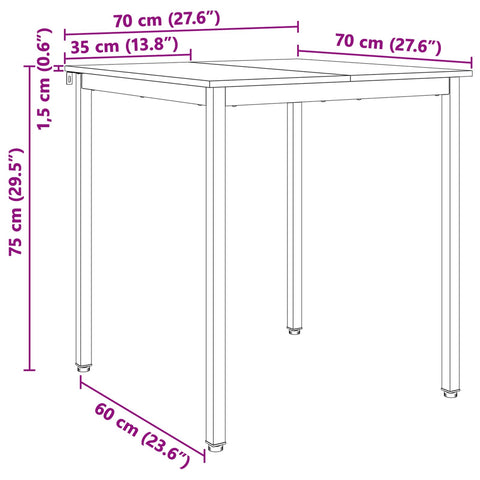 vidaXL Dining Table Natural 70 x 70 x 75 cm Solid Pine Wood