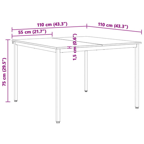 vidaXL Dining Table Natural 110 x 110 x 75 cm Solid Pine Wood