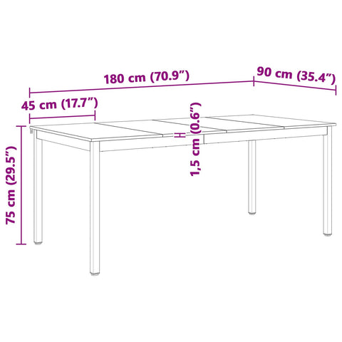vidaXL Dining Table Natural 180 x 90 x 75 cm Solid Pine Wood