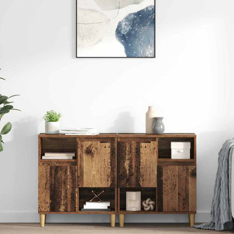 vidaXL Sideboards 2 pcs Old Wood 60 x 35 x 70 cm Engineered Wood
