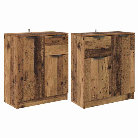 vidaXL Sideboards 2 pcs Old Wood 60 x 30 x 70 cm Engineered Wood