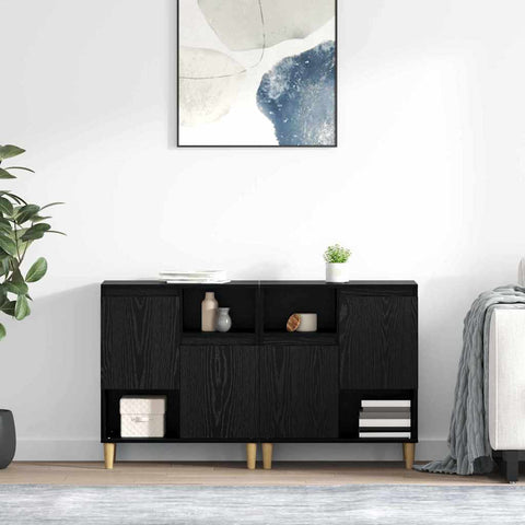vidaXL Sideboards 2 pcs Black Oak 60 x 35 x 70 cm Engineered Wood