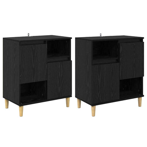vidaXL Sideboards 2 pcs Black Oak 60 x 35 x 70 cm Engineered Wood