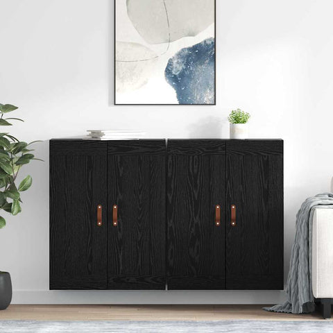 vidaXL Wall-mounted Cabinets 2 pcs Black Oak 69.5 x 34 x 90 cm
