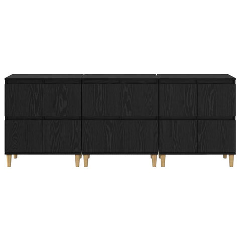 vidaXL Sideboards 3 pcs Black Oak 60 x 35 x 70 cm Engineered Wood