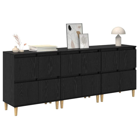 vidaXL Sideboards 3 pcs Black Oak 60 x 35 x 70 cm Engineered Wood