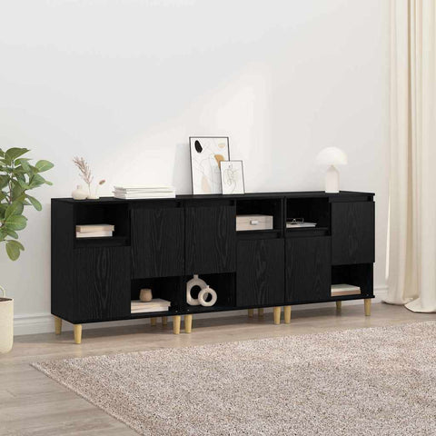 vidaXL Sideboards 3 pcs Black Oak 60 x 35 x 70 cm Engineered Wood