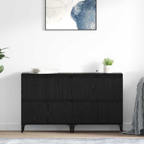 vidaXL Sideboards 2 pcs Black Oak 60 x 35 x 70 cm Engineered Wood