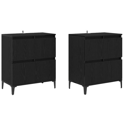 vidaXL Sideboards 2 pcs Black Oak 60 x 35 x 70 cm Engineered Wood
