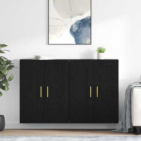 vidaXL Wall-mounted Cabinets 2 pcs Black Oak 69.5 x 34 x 90 cm