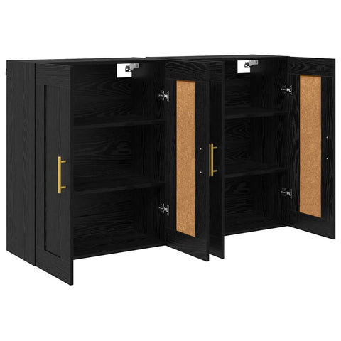 vidaXL Wall-mounted Cabinets 2 pcs Black Oak 69.5 x 34 x 90 cm