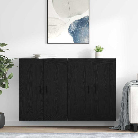vidaXL Wall-mounted Cabinets 2 pcs Black Oak 69.5 x 34 x 90 cm