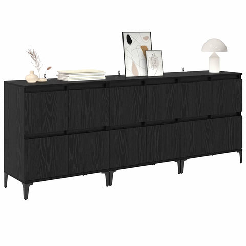 vidaXL Sideboards 3 pcs Black Oak 60 x 35 x 70 cm Engineered Wood