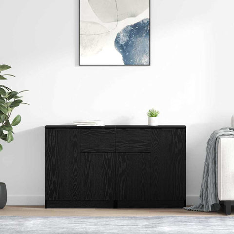 vidaXL Sideboards 2 pcs Black Oak 60 x 30 x 70 cm Engineered Wood
