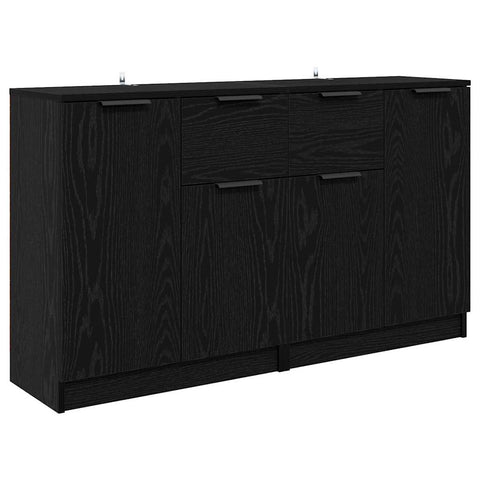 vidaXL Sideboards 2 pcs Black Oak 60 x 30 x 70 cm Engineered Wood