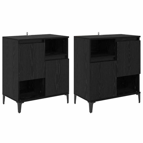 vidaXL Sideboards 2 pcs Black Oak 60 x 35 x 70 cm Engineered Wood
