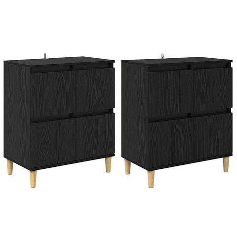 vidaXL Sideboards 2 pcs Black Oak 60 x 35 x 70 cm Engineered Wood