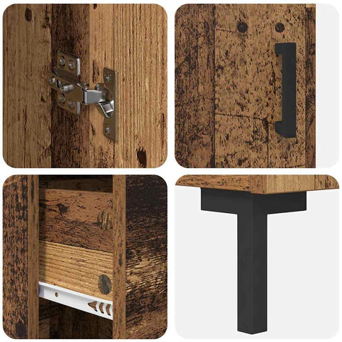 vidaXL Highboard Old Wood 34.5 x 34 x 180 cm Engineered Wood