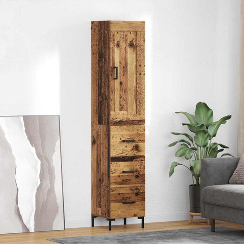 vidaXL Highboard Old Wood 34.5 x 34 x 180 cm Engineered Wood