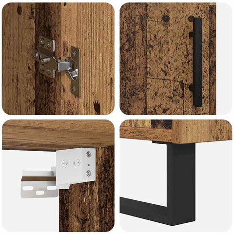 vidaXL Highboard Old Wood 34.5 x 34 x 180 cm Engineered Wood