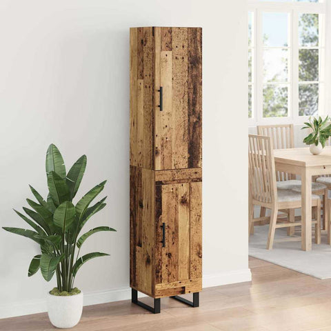 vidaXL Highboard Old Wood 34.5 x 34 x 180 cm Engineered Wood