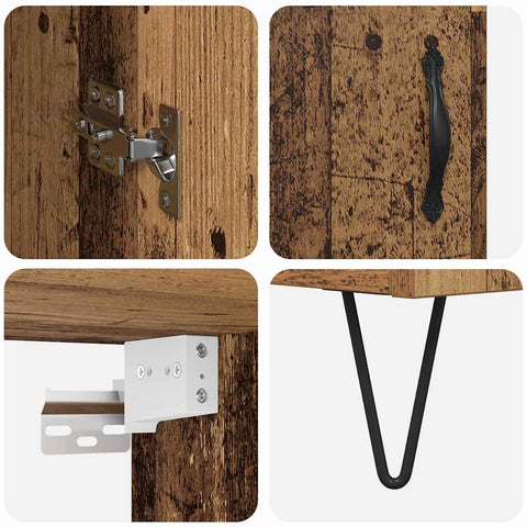 vidaXL Highboard Old Wood 69.5 x 34 x 180 cm Engineered Wood