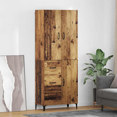 vidaXL Highboard Old Wood 69.5 x 34 x 180 cm Engineered Wood