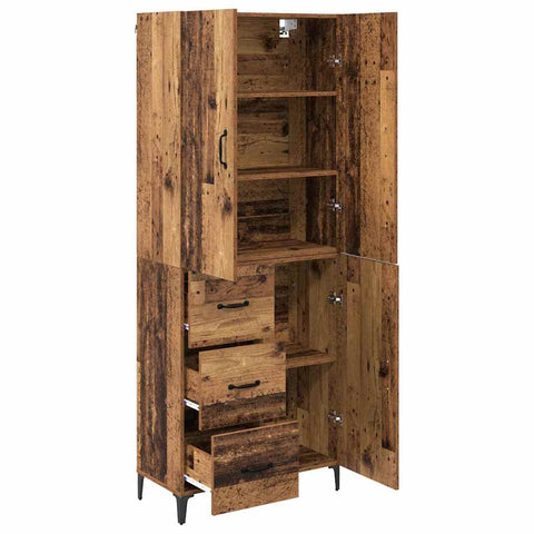 vidaXL Highboard Old Wood 69.5 x 34 x 180 cm Engineered Wood