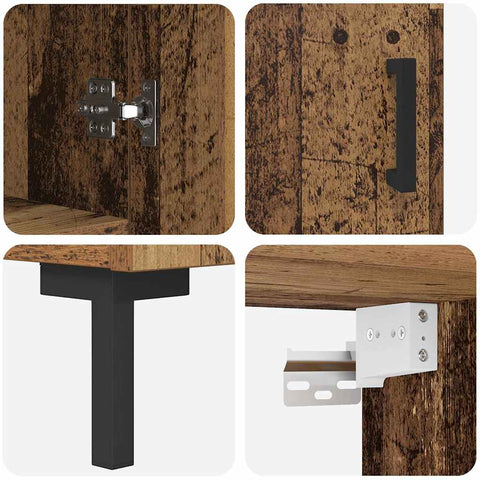 vidaXL Highboard Old Wood 69.5 x 34 x 180 cm Engineered Wood