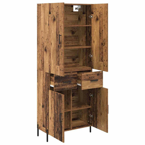 vidaXL Highboard Old Wood 69.5 x 34 x 180 cm Engineered Wood