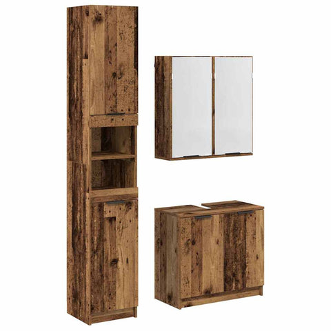 vidaXL Bathroom Cabinet Set with Shelf Old Wood Engineered Wood