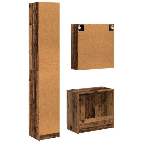 vidaXL Bathroom Cabinet Set with Shelf Old Wood Engineered Wood
