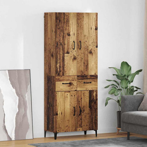 vidaXL Highboard Old Wood 69.5 x 34 x 180 cm Engineered Wood