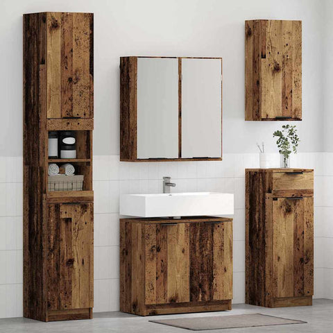 vidaXL Bathroom Cabinet Set with Shelf Old Wood Engineered Wood